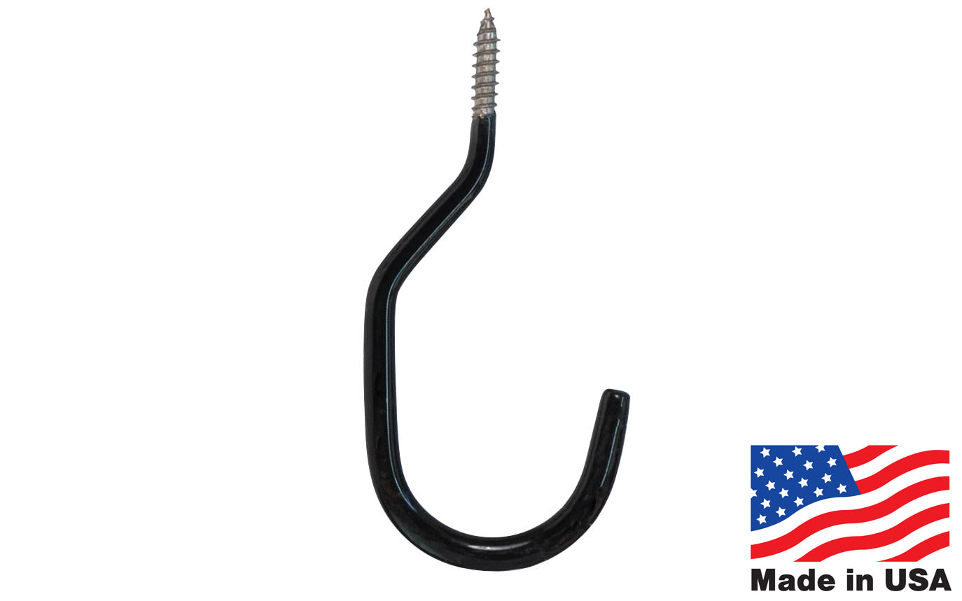 c hook screw heavy weight Black Vinyl Coated Bike Hook ~ Heavy Duty 6-1/2"