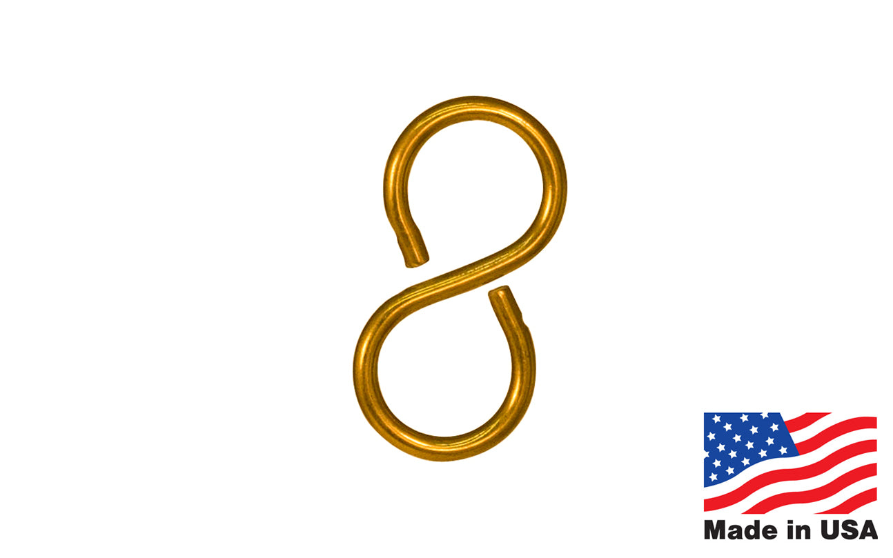 Solid Brass Closed S-Hook - Made in USA