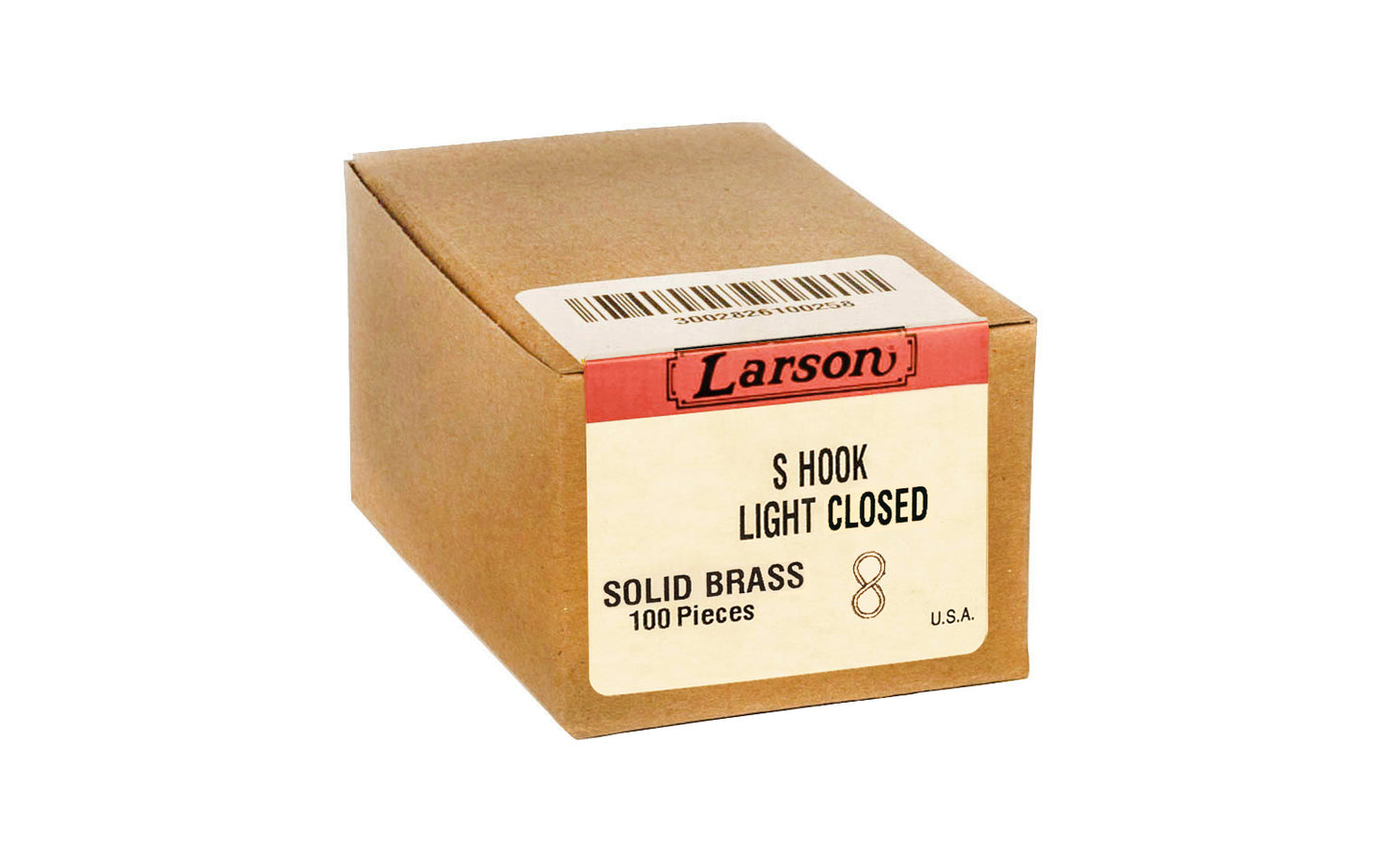 Bulk Box (100) of Solid Brass Closed S-Hooks - Made in USA