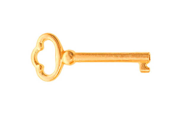 Skeleton Key ~ 3/16" x 3/16" Bit ~ Brass Finish