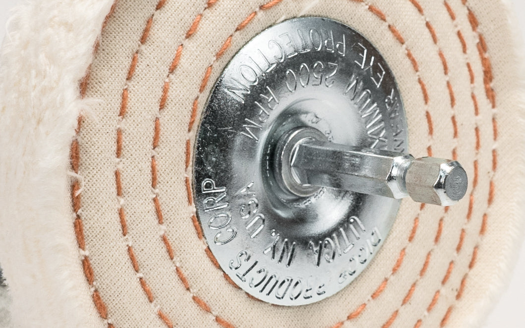 4" Cushion Sewn Buffing Wheel With 1/4" Mandrel ~ 1/2" Thick