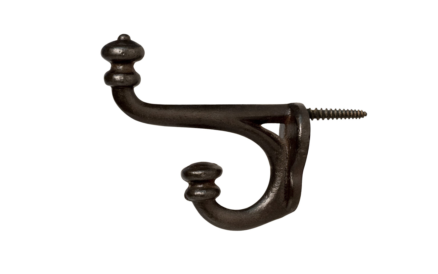 Small Cast Iron Screw Hook ~ Vintage-Style ~ Vintage-style Hardware · Traditional & classic ~ Small vintage-style double hook ~ Made of heavy cast iron ~ 2-1/4" hook projection