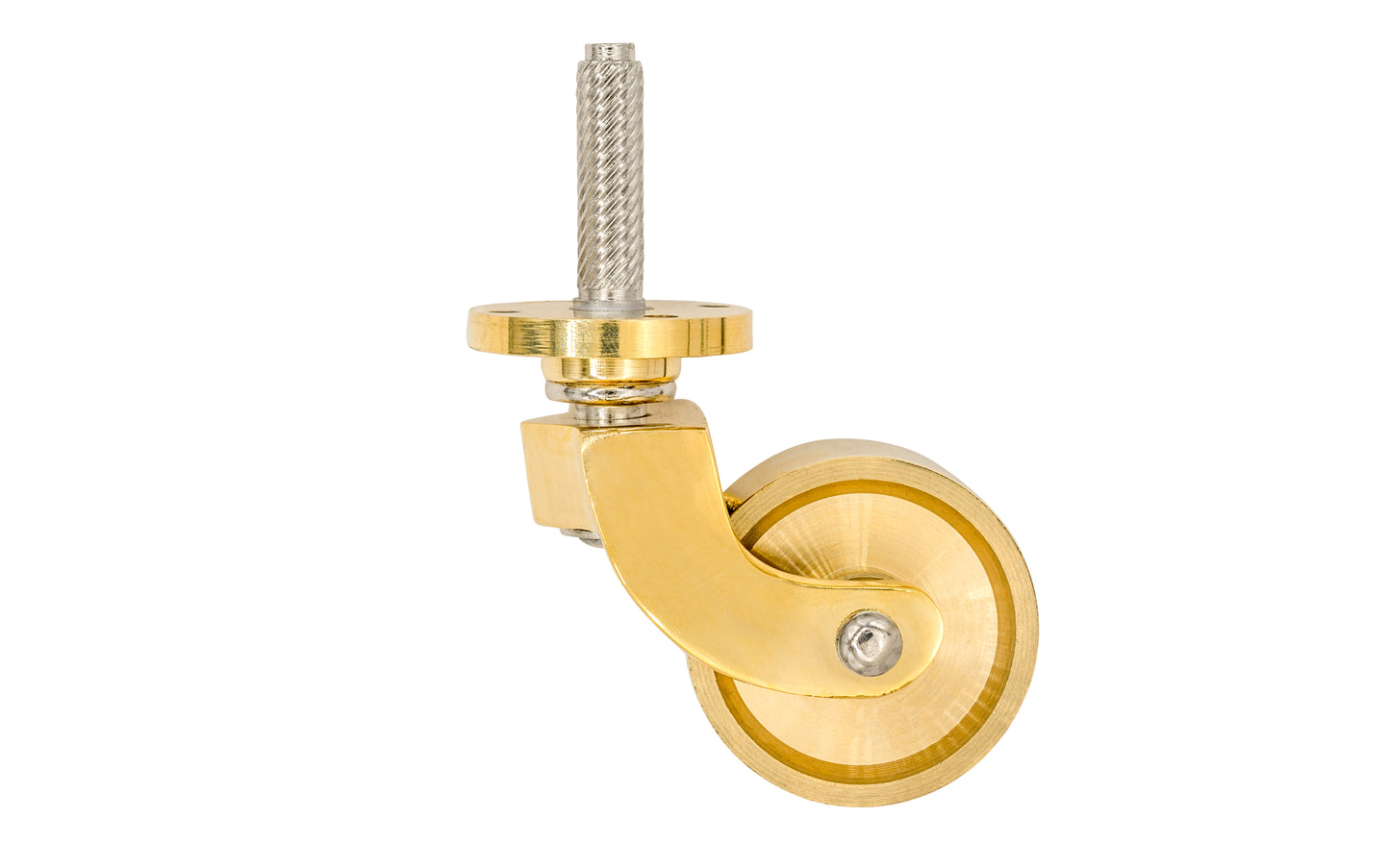 Solid Brass Stem & Plate Caster ~ 1-3/8" Wheel ~ Non-Lacquered Brass Finish (will patina over time)
