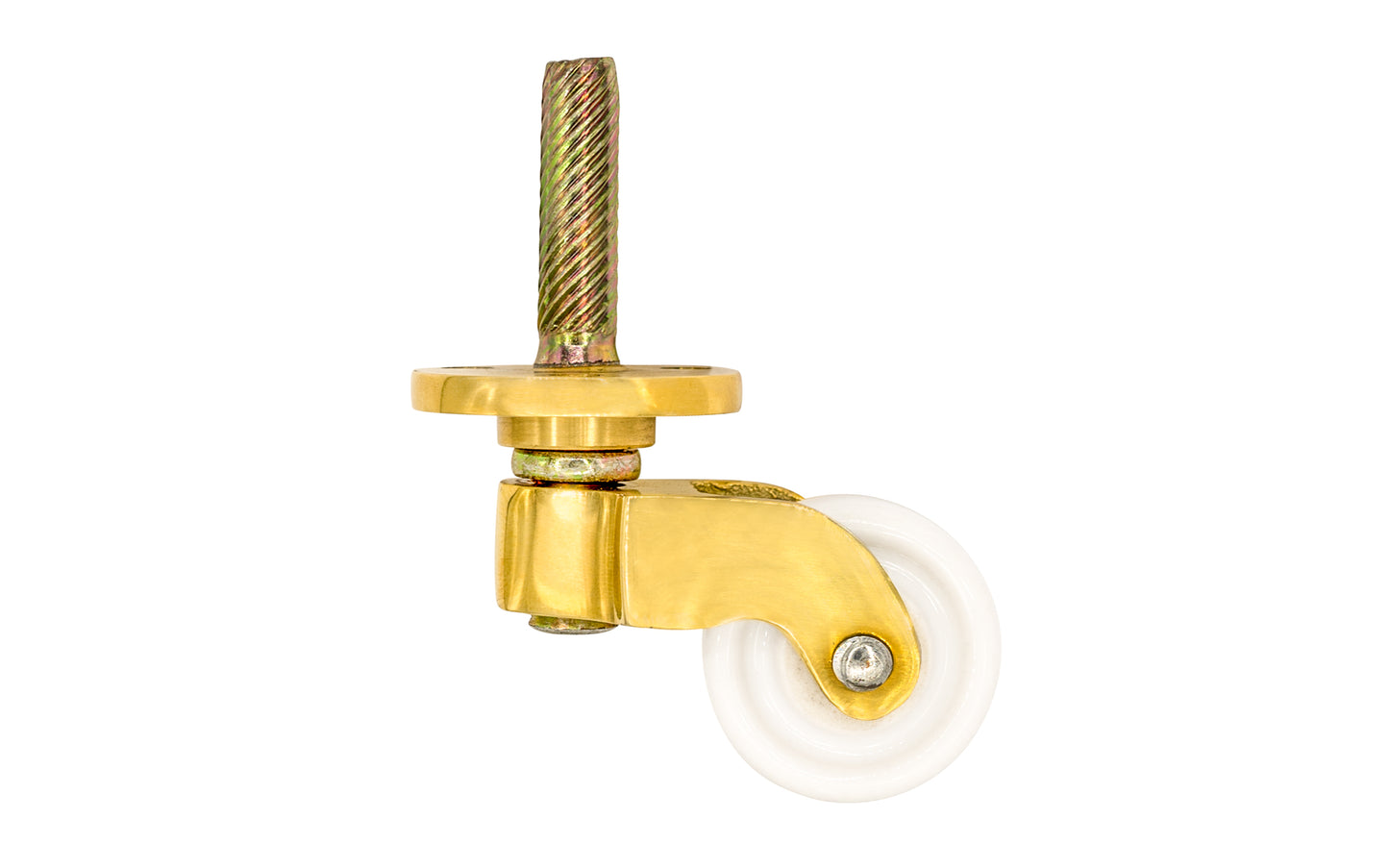 Solid Brass Stem & Plate Caster With Porcelain Wheel ~ 1-1/8" Wheel