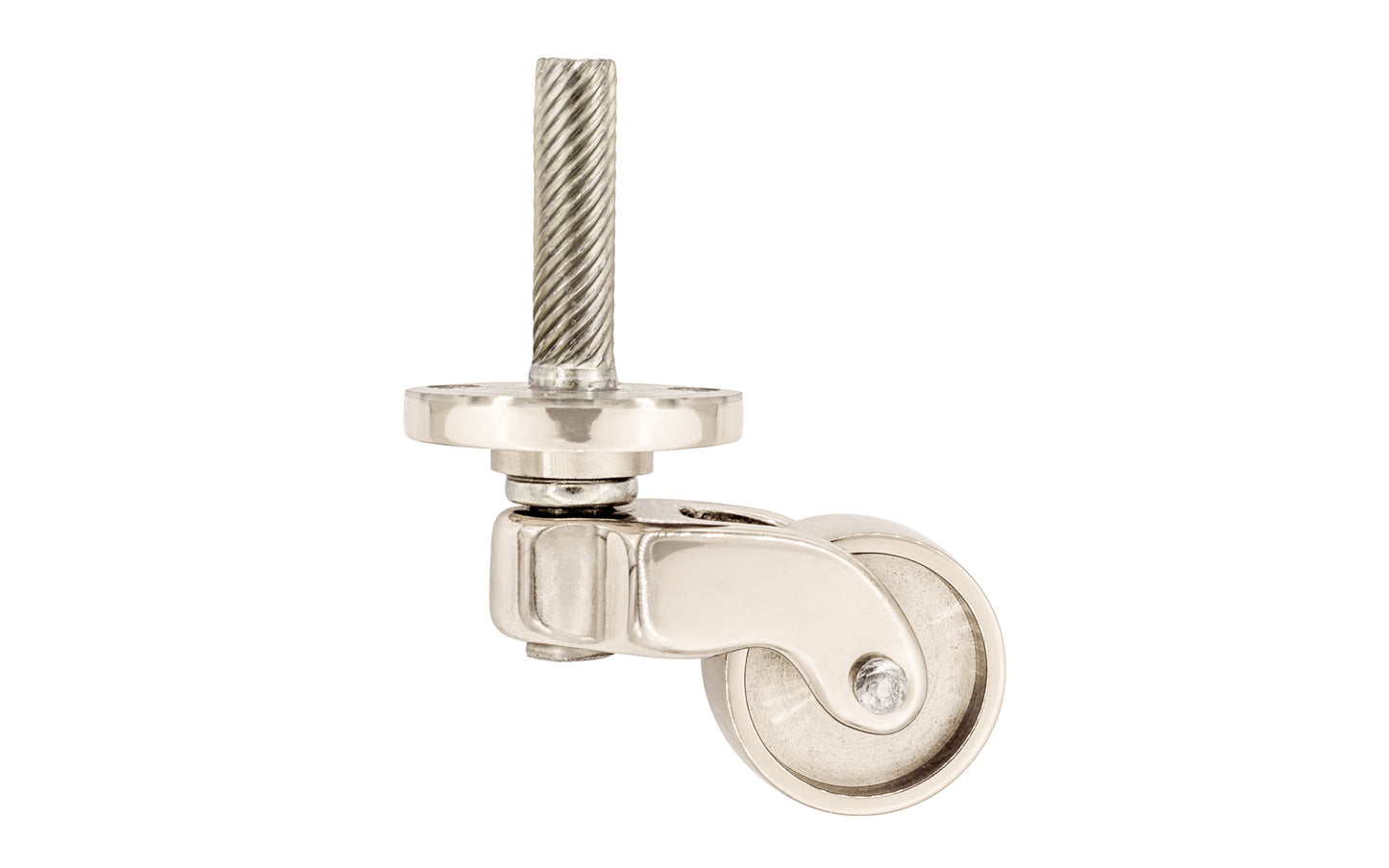 Solid Brass Stem & Plate Caster ~ 1" Wheel ~ Polished Nickel Finish