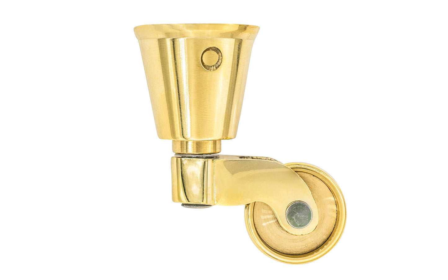 Solid Brass Round Socket Caster ~ 1" Wheel ~ Non-Lacquered Brass (will patina over time)