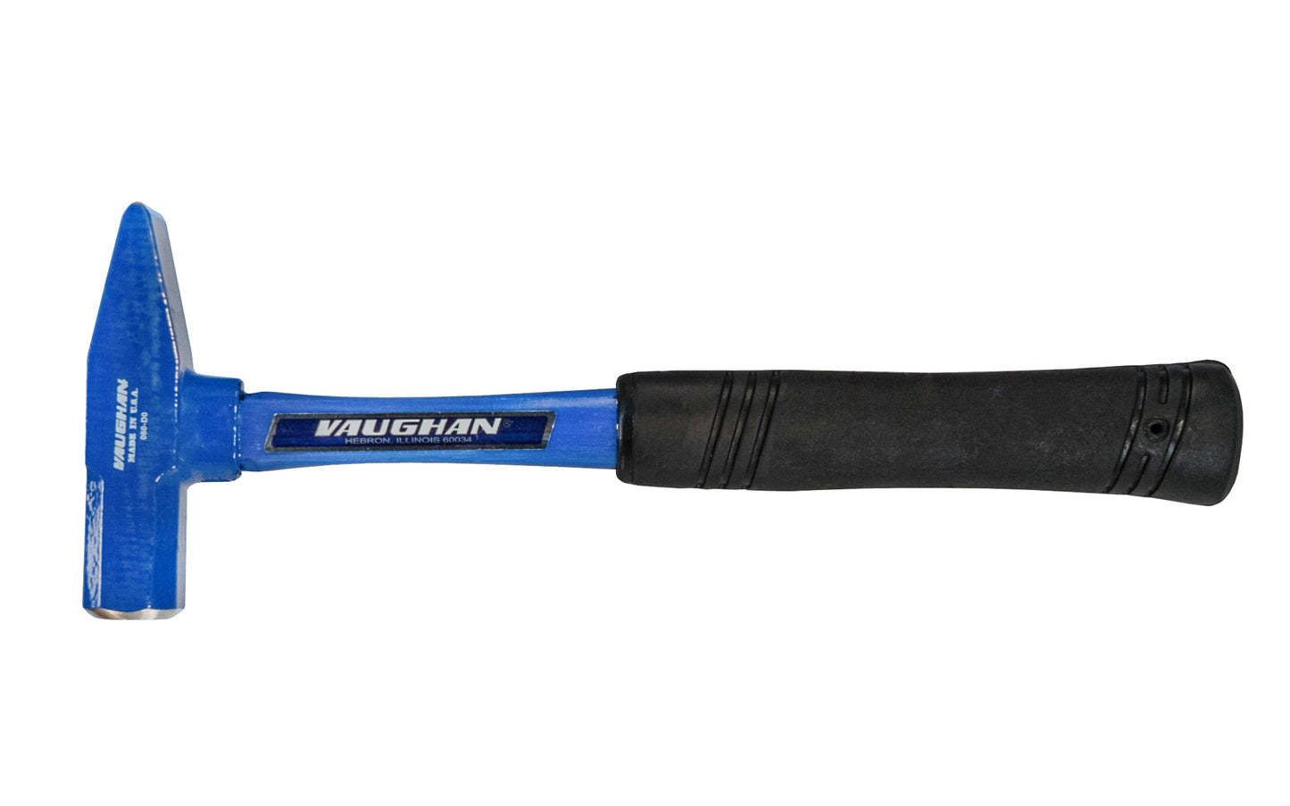 Made in USA · Model No. TR16F ~ Vaughan Tinner's hammer has an octagonal head with flat striking face & a rounded cross peen. 16 oz riveting hammer features an 12" long fiberglass handle to help absorb shock, epoxy sealed & slip resistant mold-on vinyl grip. Rust-resistant powder coat finish. 1 lb. head tinner hammer