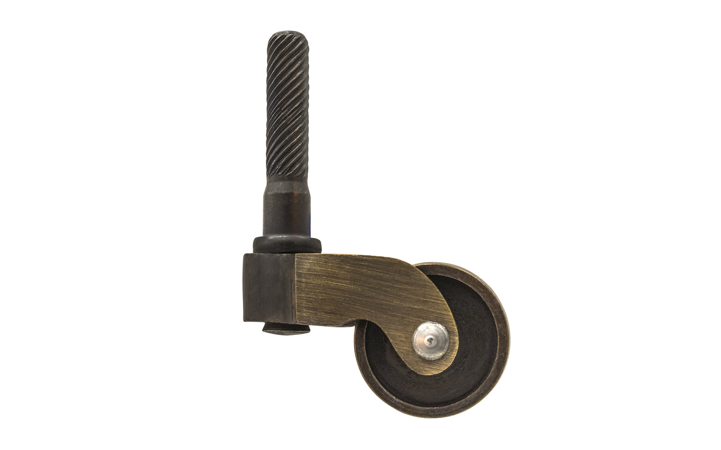 Solid Brass Stem Caster ~ 1" Wheel ~ Antique Brass Finish