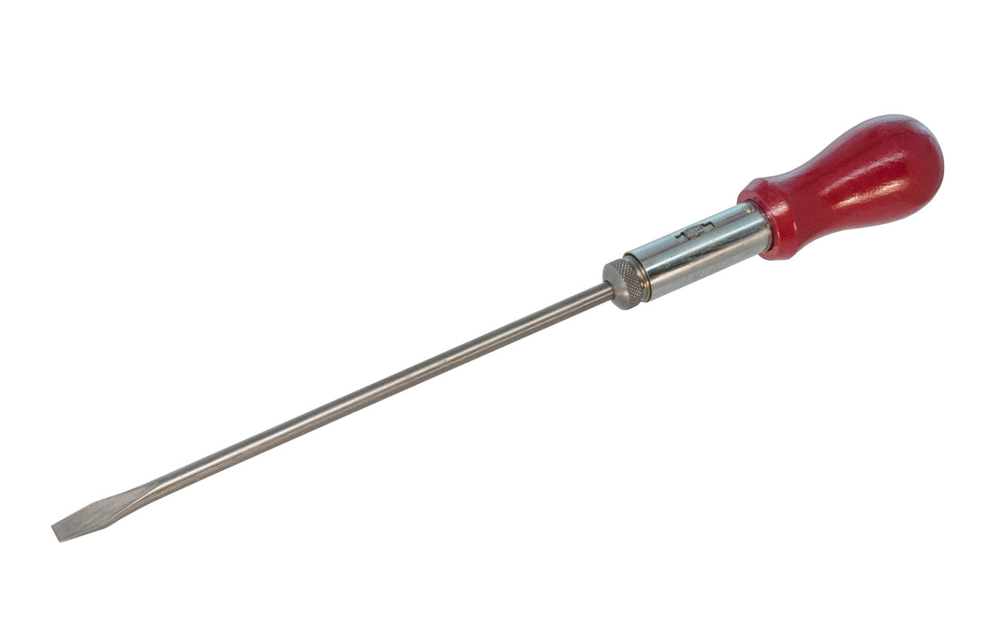 Spiralux screwdriver with slotted. Fully heat treated & tempered bar for long life. Ratcheting Spiralux screwdriver - 8" long blade (200 mm). Model No. 6208. Brand new old stock. Made in Gillingham, Kent. England