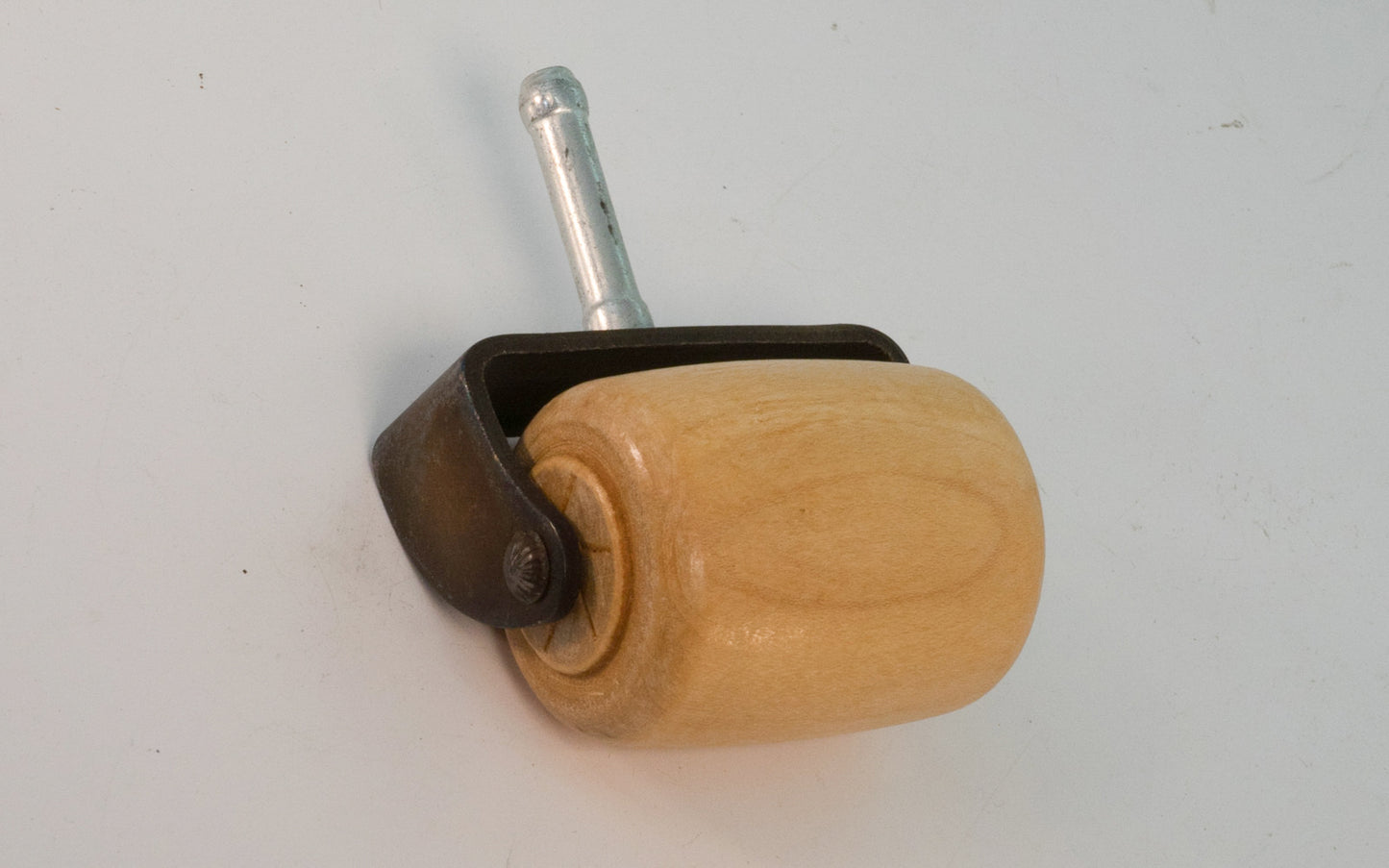 2-1/2" Hardwood Wheel caster ~ Wood wheel caster - 1-3/4" diameter wheel, 2-1/2" length of wheel. 5/16" diameter stem. Antique Copper/Bronze finish on metal.