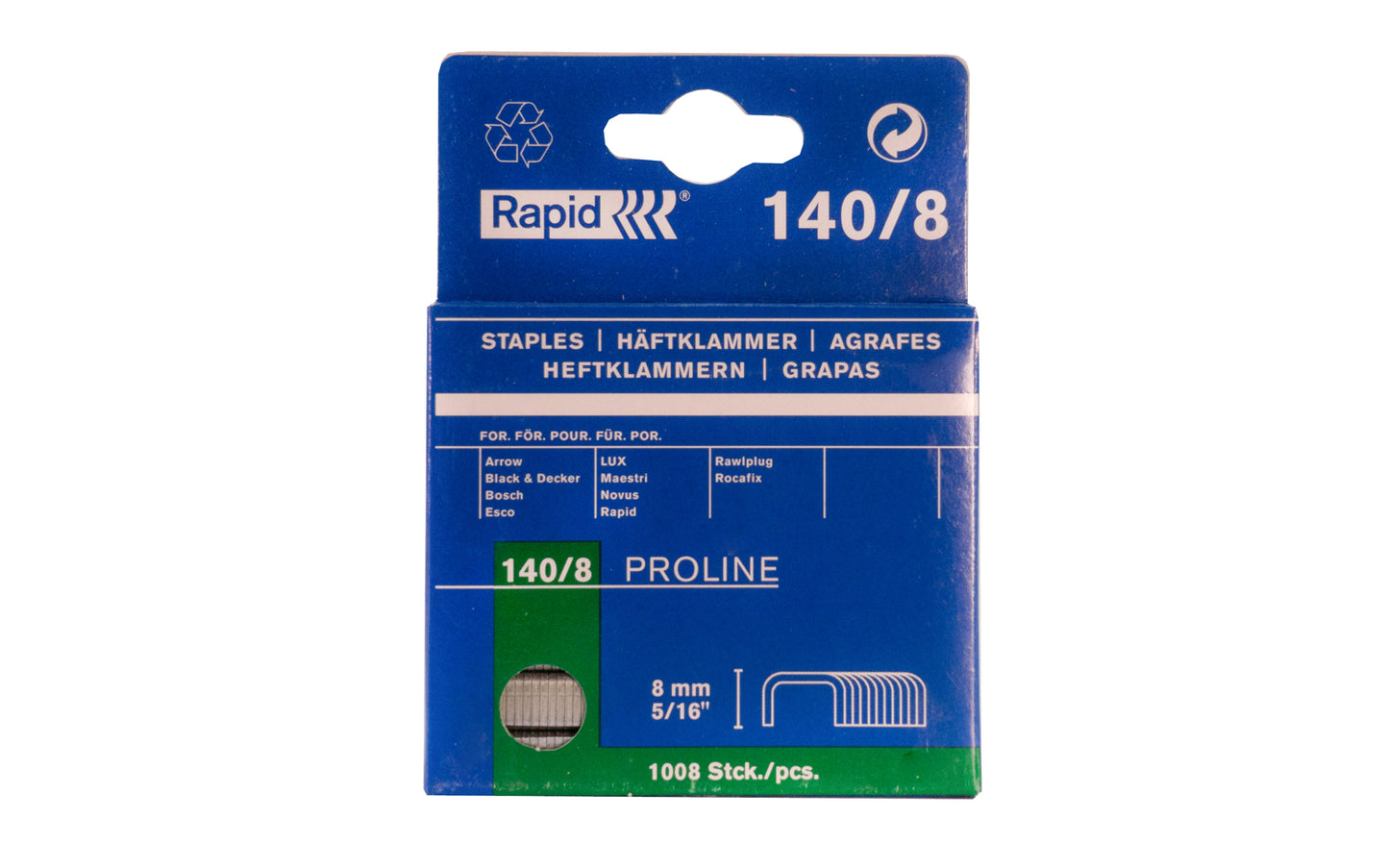 Rapid 5/16" (8 mm) Staples - Rapid Proline Model 140/8. Rapid Tools, Hestra, Sweden. 7313469081019