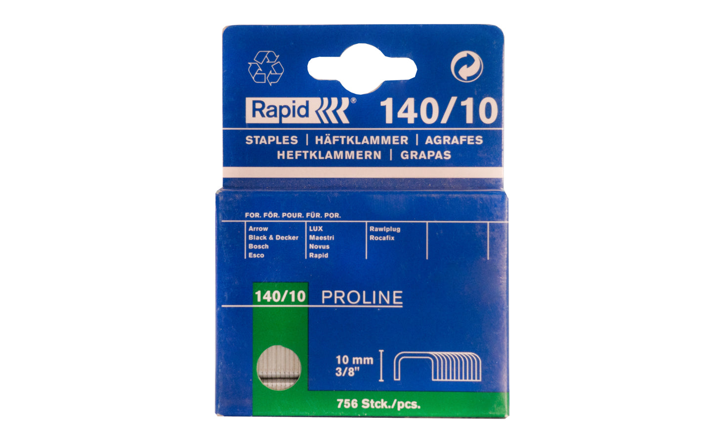 Rapid 3/8" (10 mm) Staples - Model 140/10. Rapid Tools, Hestra, Sweden. 7313469107016
