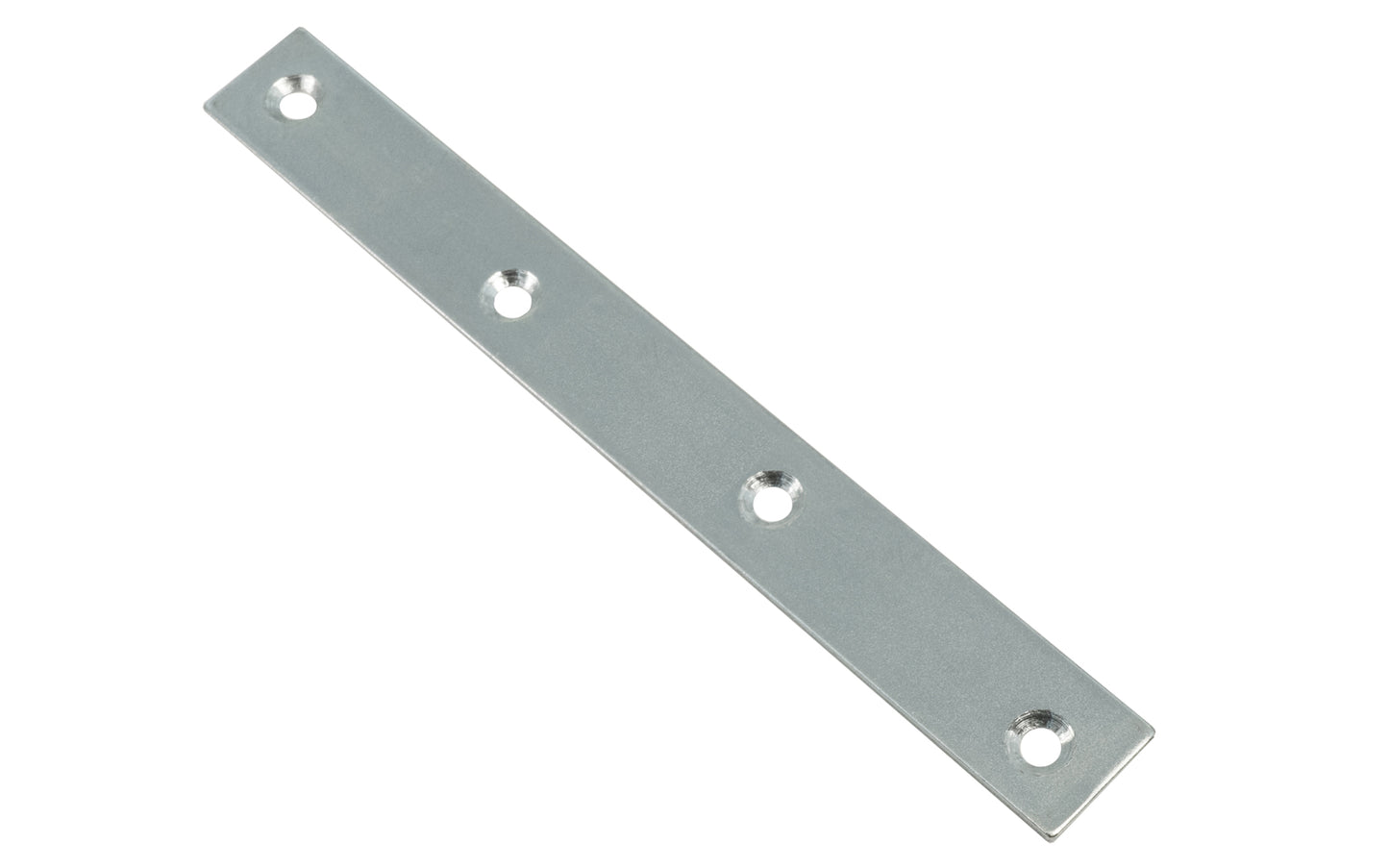 8" Zinc-Plated Mending Plate. These flat mending plate irons are designed for furniture, cabinets, shelving support, etc. Allows for quick & easy repair of items in the workshop, home, & other applications. Made of steel material with a zinc plated finish. Countersunk holes. 8" long size. Screws not included.