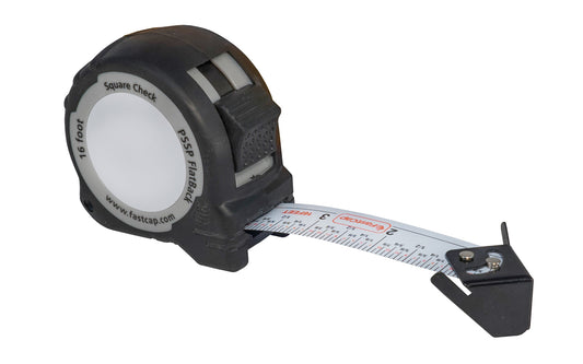FastCap FlatBack Tape Measure ~ 16' - Square Check Square Check style is specialized for measuring corner to corner ~  Standard 16' - Model No. PSSP-FLAT 16 SQC ~ 663807021373