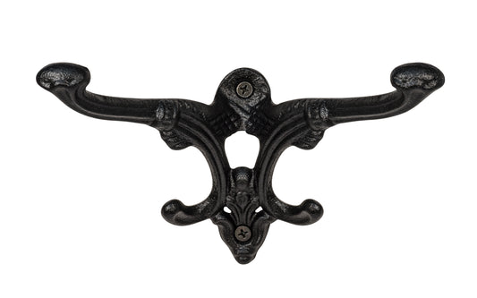 Cast Iron Four-Prong Hook ~ Vintage-style Hardware · Traditional & classic ~ Made of heavy cast iron ~ 3-1/8" hook projection 