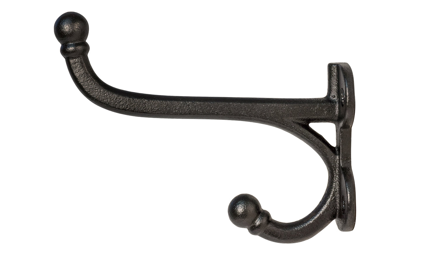 Large Cast Iron Harness Hook 6-3/8 Projection ~ A large & handsome vintage-style harness hook. Excellent for use in hallways, mudrooms, kitchens, & many other places. The hook is made of strong cast iron material, making it excellent for heavy coats, bags, & clothing. It also has a double hook, making it great to hang multiple items.