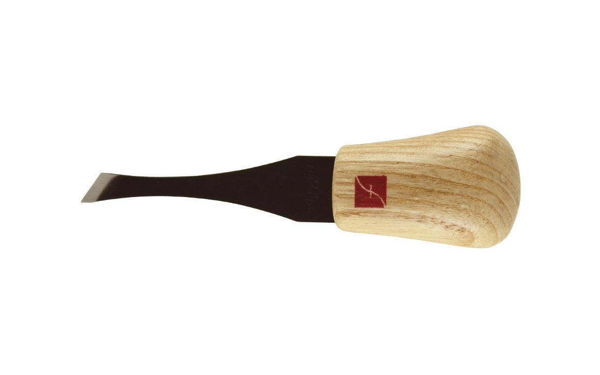 Made in USA • Model FR308 ~ Palm Carving Tool is great for carving smaller sized projects. Handle fits comfortably in the palm for good close control to your work. The blade is made of High Carbon Steel. Cutting edge is hand honed & polished - Double Bevel Skew - #2 x 5/16" (8 mm) - wide blade - No. 2 - Micro Skew