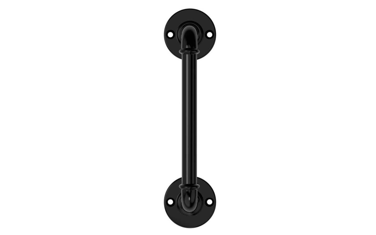 This 10-1/2" Black Finish Industrial Pipe Handle is used for a variety of applications including gates, sheds, & doors. Mounting hardware included. For exterior applications. Coated with Weatherguard Protection to withstand harsh weather conditions & prevent corrosion. National Hardware Catalog Model No. N166-013.