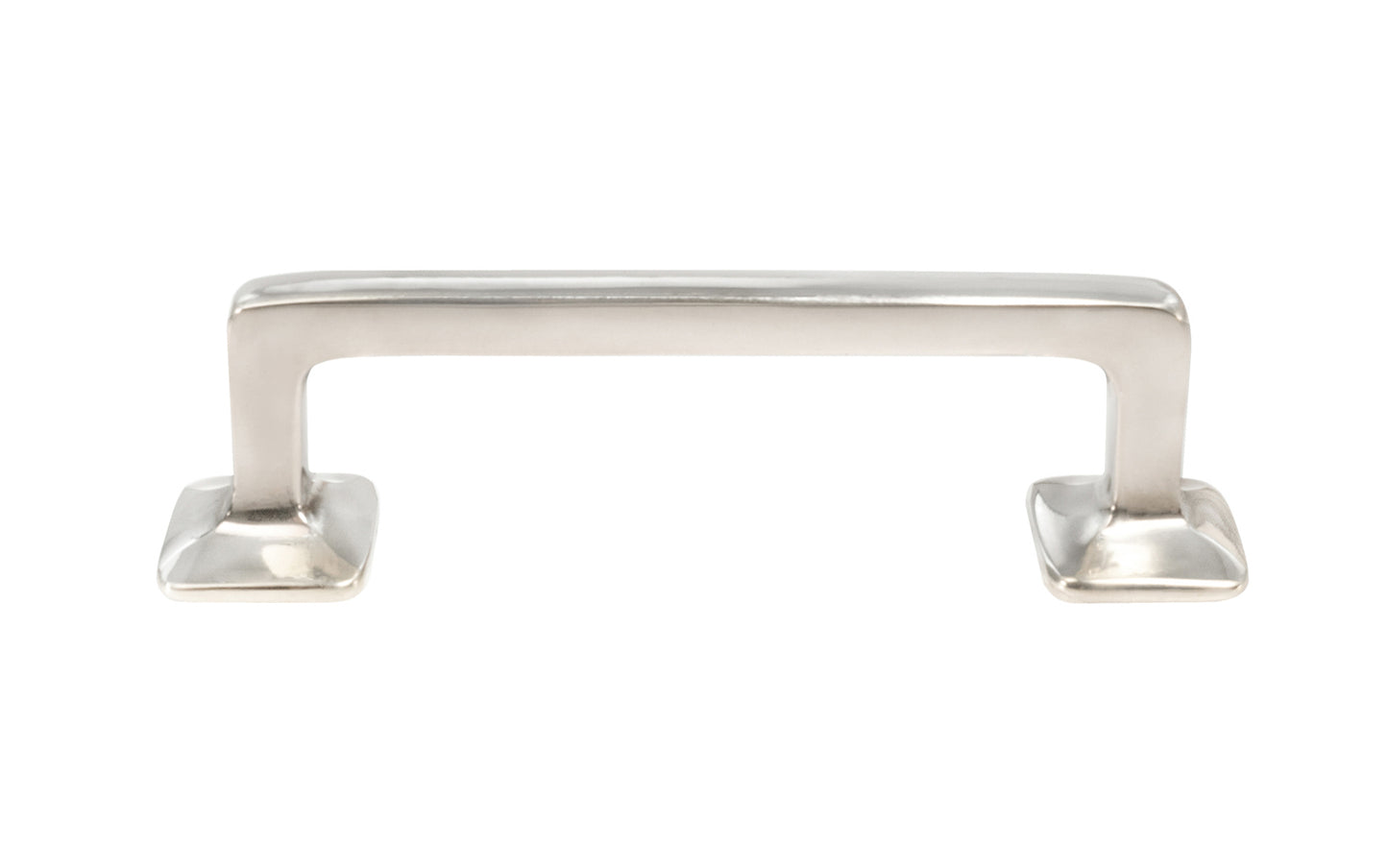 Vintage-style Hardware · Classic Solid Brass Handle Pull ~ 3" On Centers. Mission-Style / Arts & Crafts style. 3" center to center pull. solid brass kitchen cabinet pull. Drawer pull handle. Authentic reproduction hardware. Polished Nickel Finish