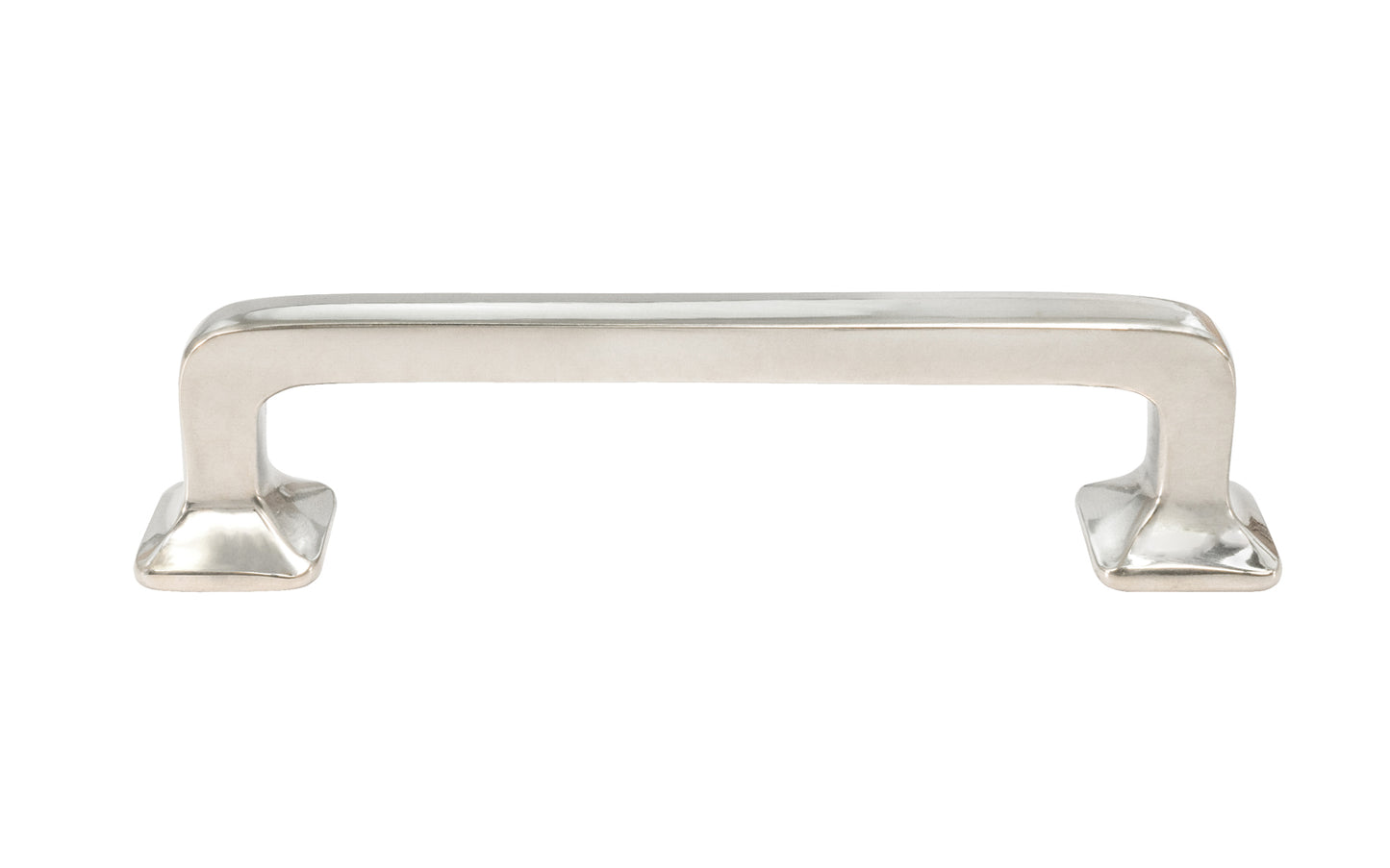 Vintage-style Hardware · Classic Solid Brass Handle Pull ~ 3-1/2" On Centers. Mission-Style / Arts & Crafts style. Polished Nickel Finish. 3-1/2" center to center pull. solid brass kitchen cabinet pull. Drawer pull handle. Authentic reproduction hardware.