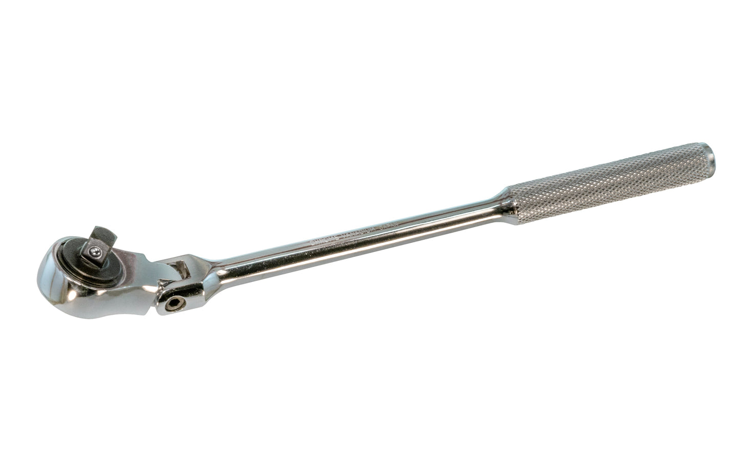 This 11" Ratchet Handle 3/8" Dr with Flex Head is made of Chrome Vanadium Steel with an etched steel handle for a good grip. Easy change reversible ratchet direction. 11" overall length. 3/8" drive. Flexible head. Japanese Ratchet Handle. Made in Japan.