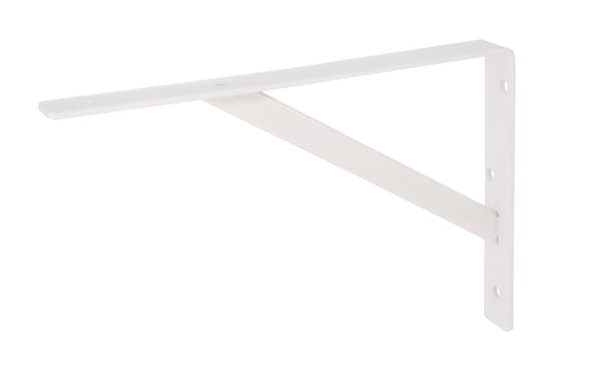 This 12" White Heavy Duty L-Bracket is designed for extra-heavy loads. Ideal for commercial, industrial & residential uses such as supporting countertops, work-surfaces & shelving. Made of cold rolled steel material with a corrosion resistant white finish. KV Model No. 208 WH 300. Made by Knape and Vogt. 029274122430