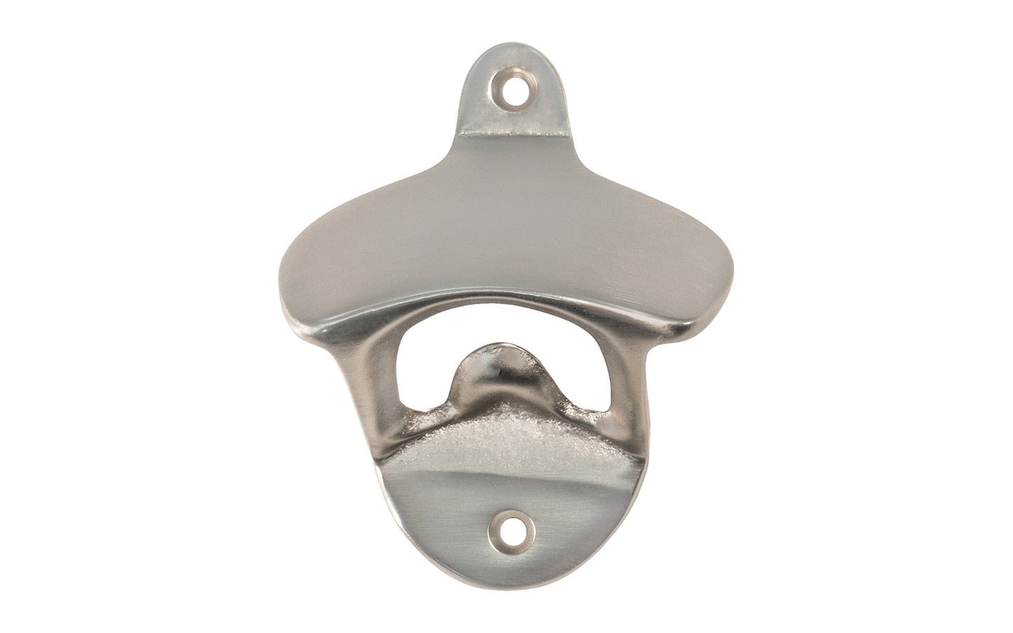 Vintage-Style Classic Solid Brass Bottle Opener. Great for kitchens, the garage, ice boxes, the boat, the grill. Old style traditional wall mount solid brass bottle opener. Reproduction hardware surface mount bottle opener. Brushed Nickel Finish.