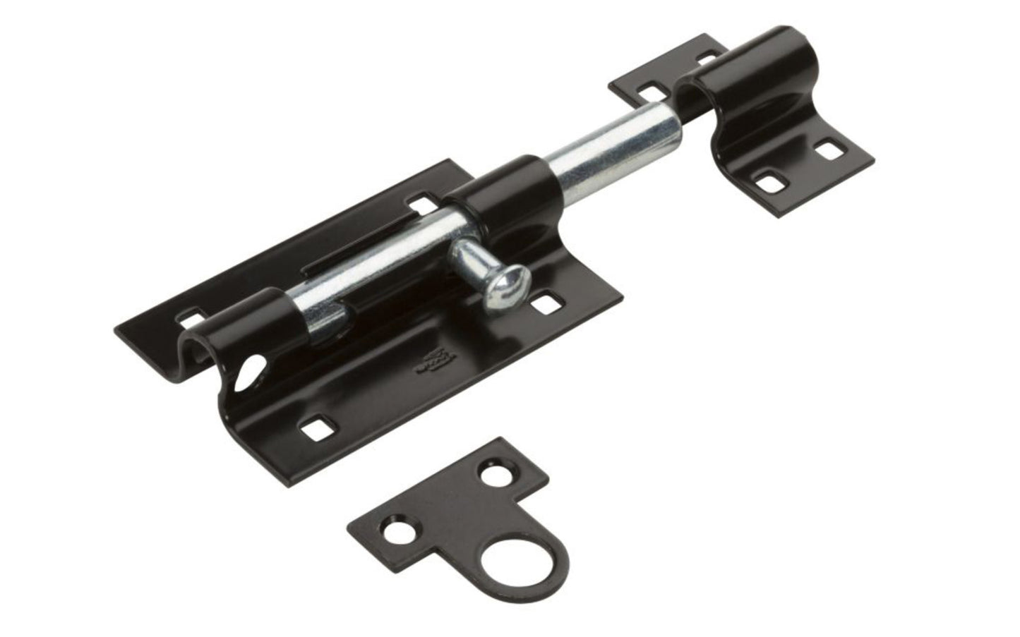 This Black Finish Heavy Duty Barrel Bolt is designed for security applications such as large gates, farm buildings, sheds, stockrooms, doors & other heavy-duty installations, etc. It can be padlocked for additional protection. National Hardware Model No. N152-121. 886780011616