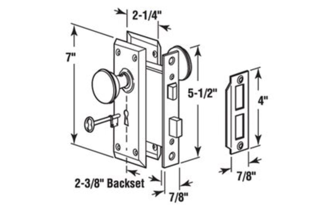 Satin Nickel Finish Mortise Lockset with Glass Knobs