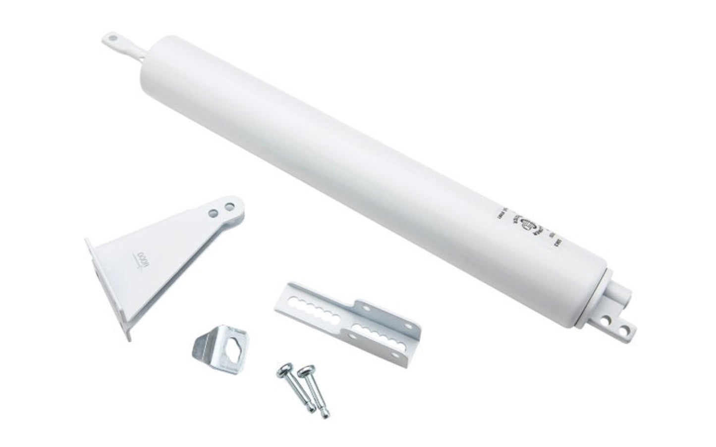 This heavy duty door closer is designed for wood or metal screen / storm doors up to 1-3/8" thick. Adjustable closing speed. Made of steel material. Sold as one per pack. Made by National Hardware. White Finish