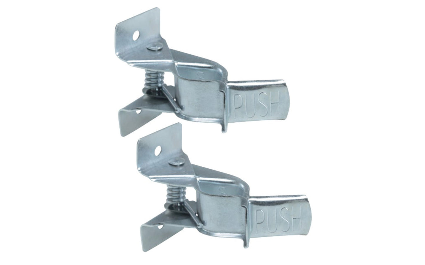 Spring Clip Organizers. Just push handle into clip or pull to release. Durable rust-resistant finish. 5 lb. safe working load. 2 pack of spring clips. Grips up to 7/8" 009326208978. Spring Clip Organizers - 2 Pack
