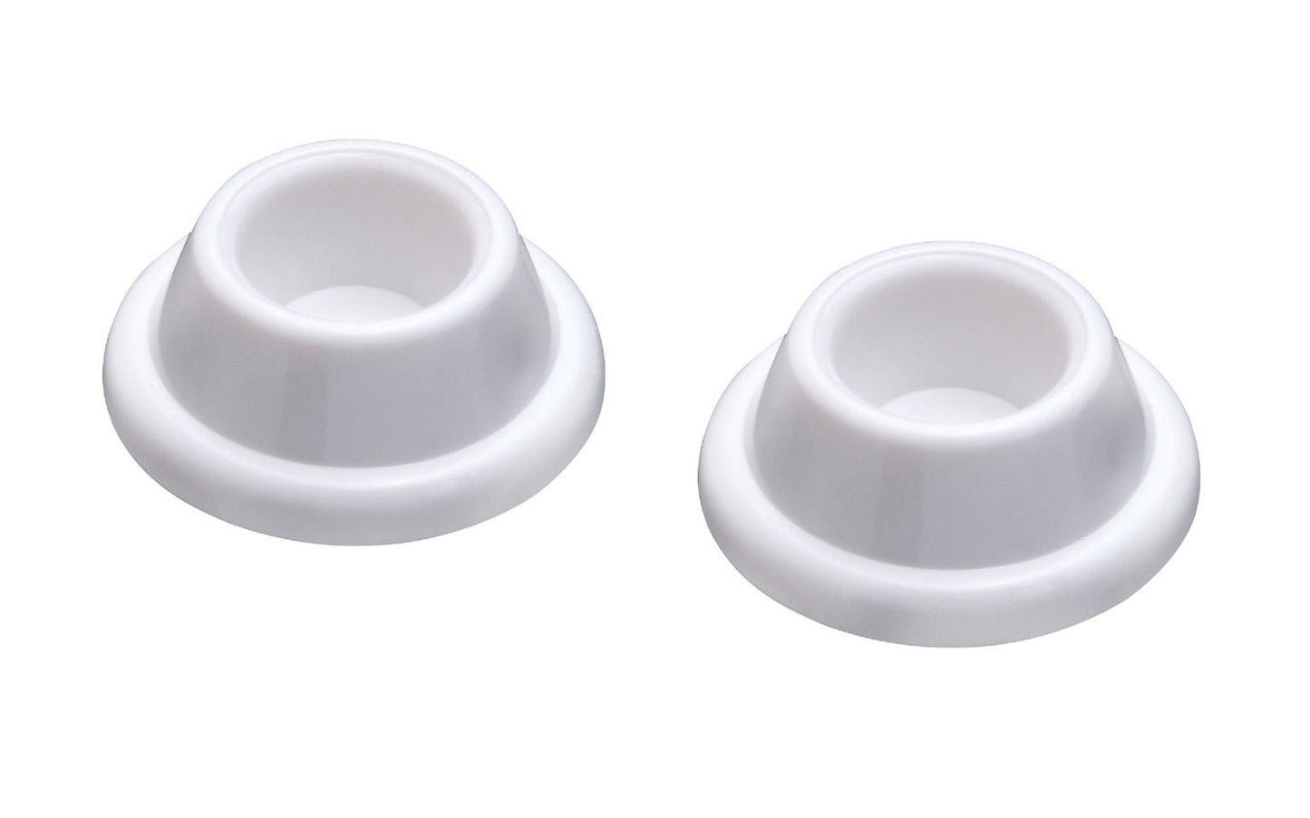 White Door Stops - 2 Pack. Flexible, plastic bumper is designed to protect walls from door knob damage. Specific uses include on refrigerator, closet, & cabinet doors. Covers minor damage and marks on walls. Stick adhesive-backed stop for use on clean and smooth surfaces. National Hardware Model No. N215-897.