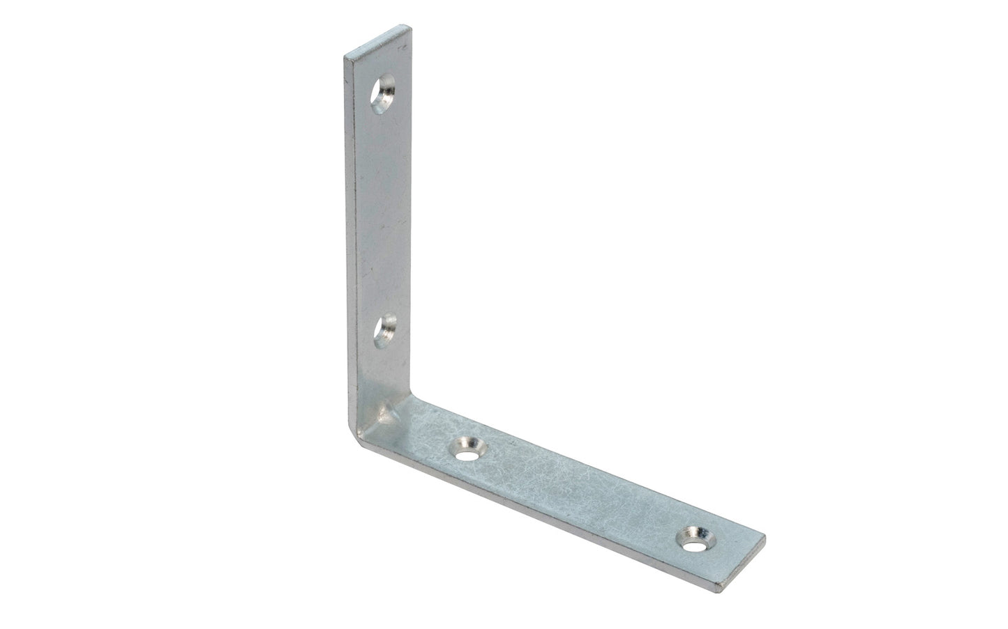 These 3-1/2" Zinc-Plated Corner Braces are designed for furniture, cabinets, shelving support, etc. Allows for quick & easy repair of items in the workshop, home, & other applications. Steel material with a zinc plated finish. Countersunk holes. Sold as singles, or bulk box of (24) corner irons. 3.5" size.