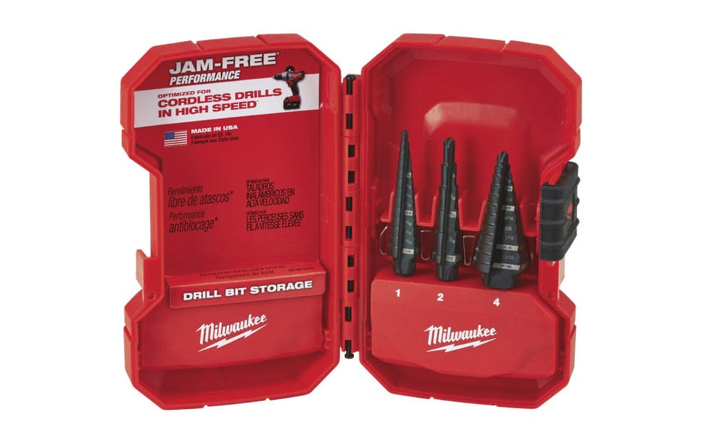 Milwaukee 3-Piece Black Oxide Step Drill Bit Set, #1 #2 #4