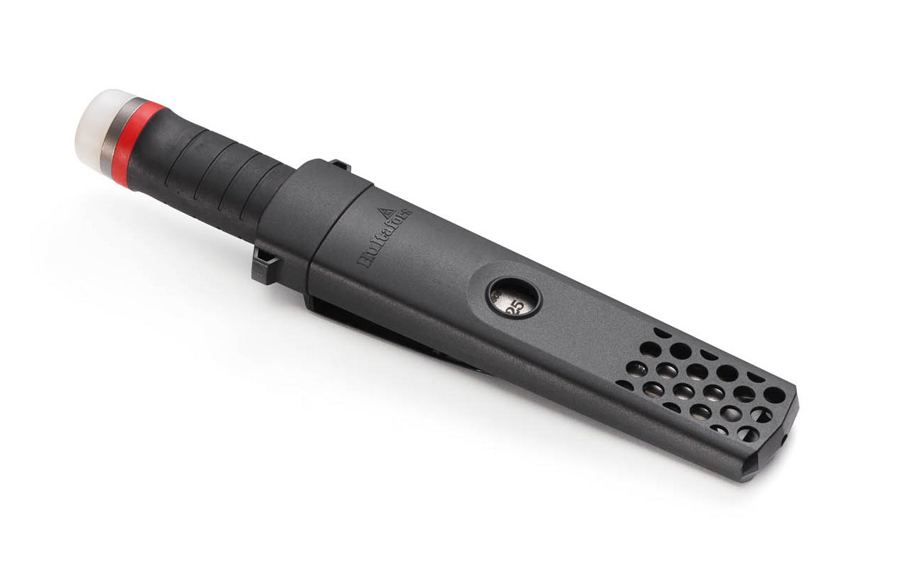 Hultafors Chisels are sharp & heavy duty. For construction tasks requiring extreme strength & precision. Bevelled 25° ground blade. One solid forged I-Beam piece. 1" wide chisel blade (25 mm). Flat contact surface. Santoprene rubberized handle. HDC 25 Model 390273U. With replaceable striker cap. 7315293902713.