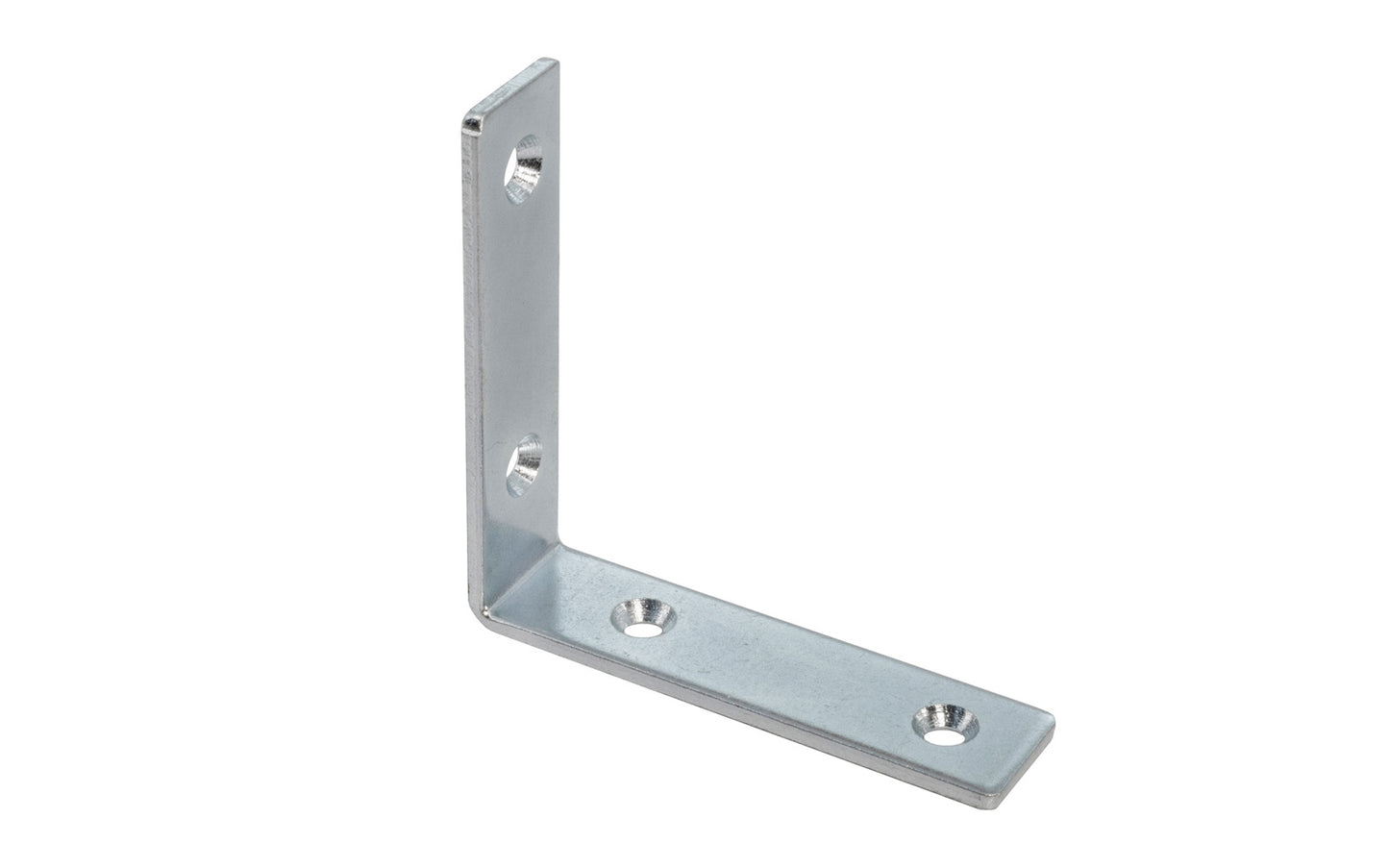 These 3" Zinc-Plated Corner Braces are designed for furniture, cabinets, shelving support, etc. Allows for quick & easy repair of items in the workshop, home, & other applications. Steel material with a zinc plated finish. Countersunk holes. Sold as singles, or bulk box of (24) corner irons. 3" size.