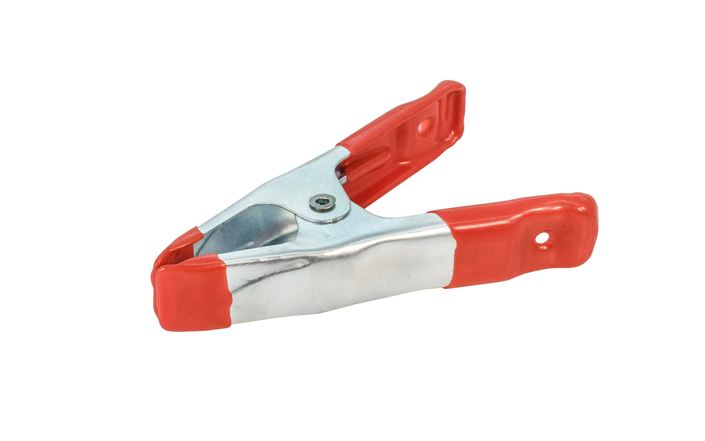 Basic 4" overall length spring clamp. 1" max opening. 1" clamp depth. Soft vinyl tips on clamp prevent marring of the work surface. Made in Taiwan.