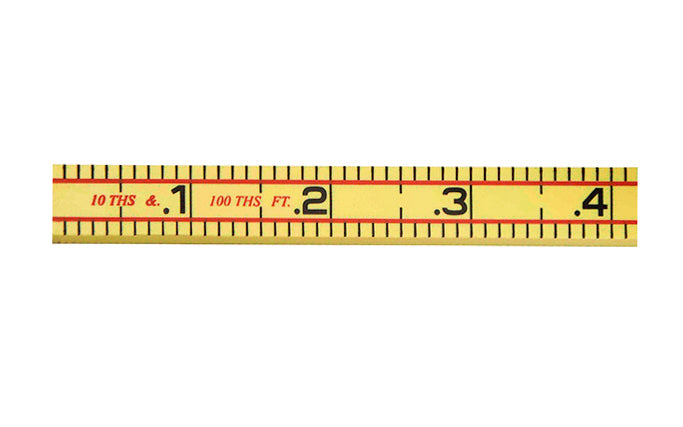 Rhino Rulers 6' Engineer's Fiberglass Folding Ruler with a 1/2" x 6' Engineer’s Scale. Made of tough polyamide reinforced with fiberglass for durability. Easy to read black-on-yellow markings & red 16" stud marks. Model 55125. 727659551256. Made in Switzerland