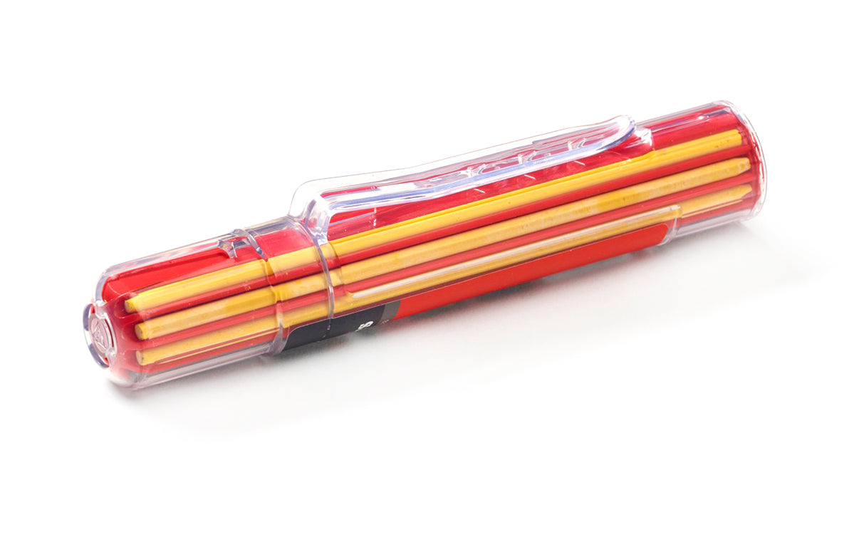 Hultafors Dry-Marker graphite refills HRD-GRY. 10 leads for marking on all types of surfaces. Graphite Lead Points. Graphite, Red, Yellow colors. Clip in the pocket or tool bag. Container protects the leads during transport & only ejects one lead at a time. Refill fits the Hultafors Dry Marker. Part # 650120