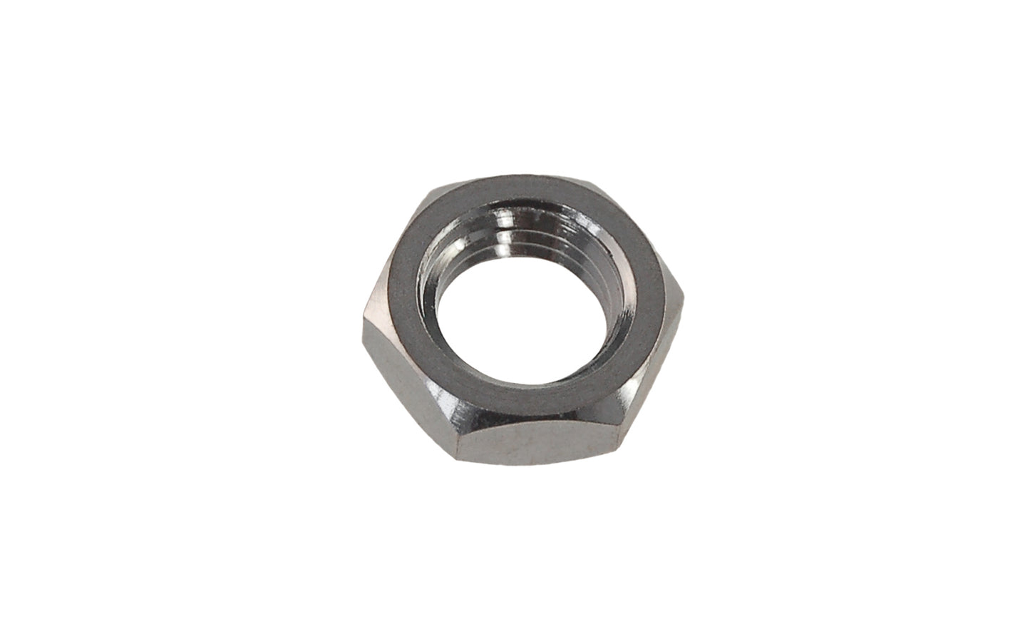 3/8-20 thread hexagonal nut for optional use with doorknob spindles. Intended for use with split spindles in doors that have a knob from only one side. By tightening the nut against the door lock’s hub, it helps set the spindle in the lock. Made of zinc-plated steel. Outer diameter of nut measures 5/8". 3/16" thickness.