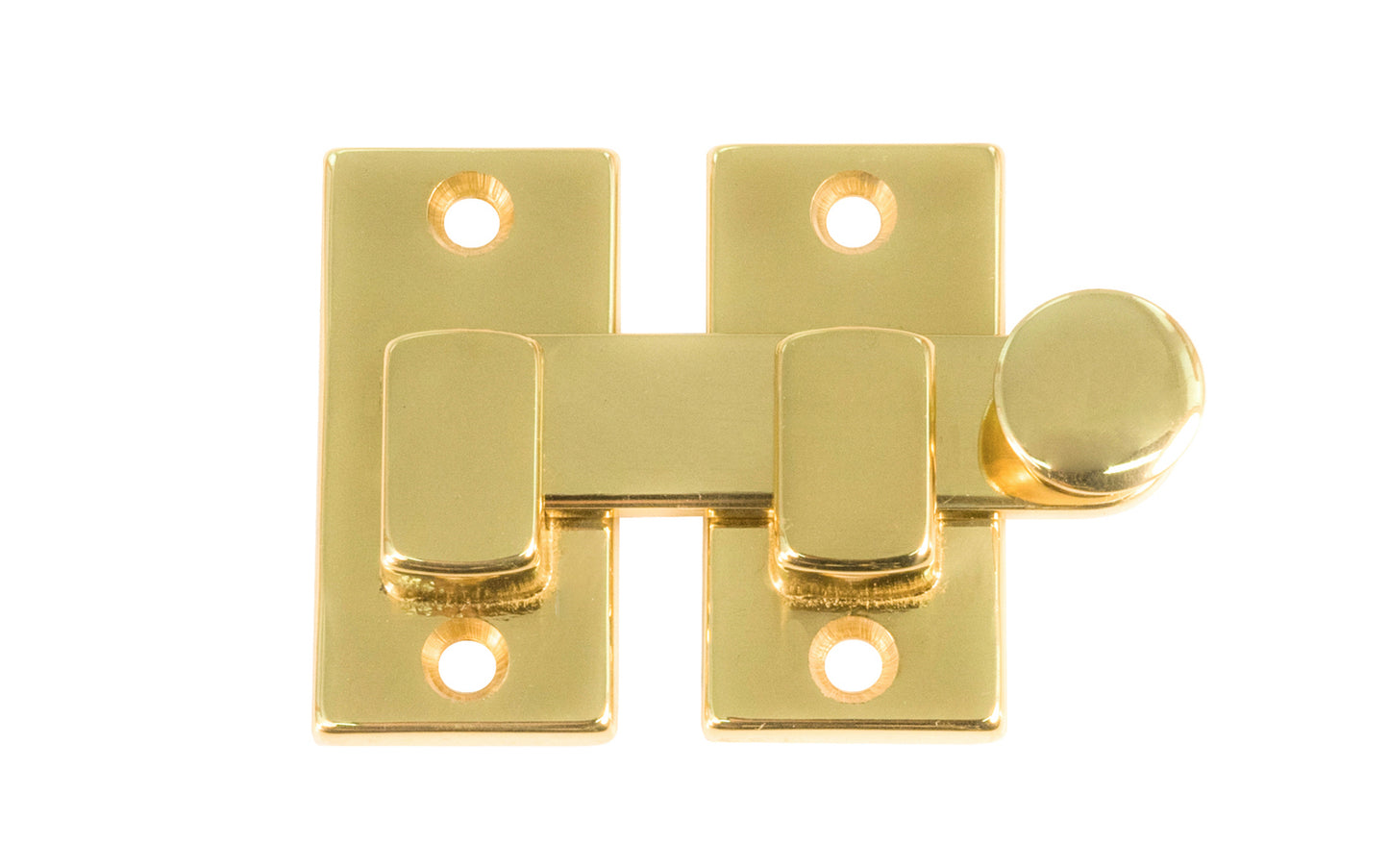 Vintage-style Hardware · Classic & traditional plain-style shutter bar made of solid brass material. Designed for interior window shutters, but it may be used on cabinet doors, bi-fold doors, pantry doors, windows, small doors. Lacquered brass finish.