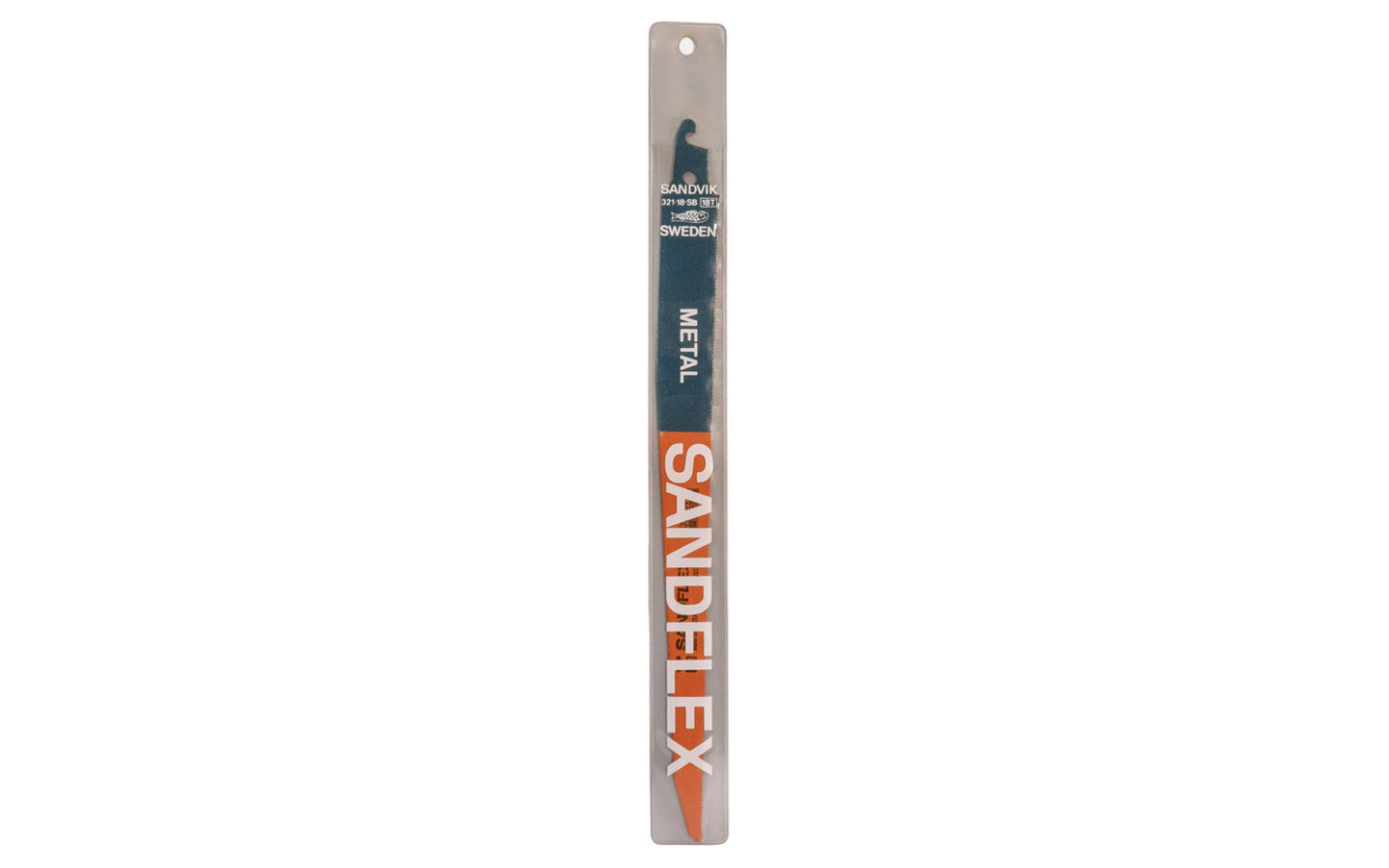 Sandvik 11" Blade for Metal - 18 TPI. Blade designed for metal materials. HSS Bi-Metal blade. Sandvik "Sandflex" - Made in Sweden. Bahco Sandvik Model 321-18-SB. 11" cutting edge length. 7311518129125
