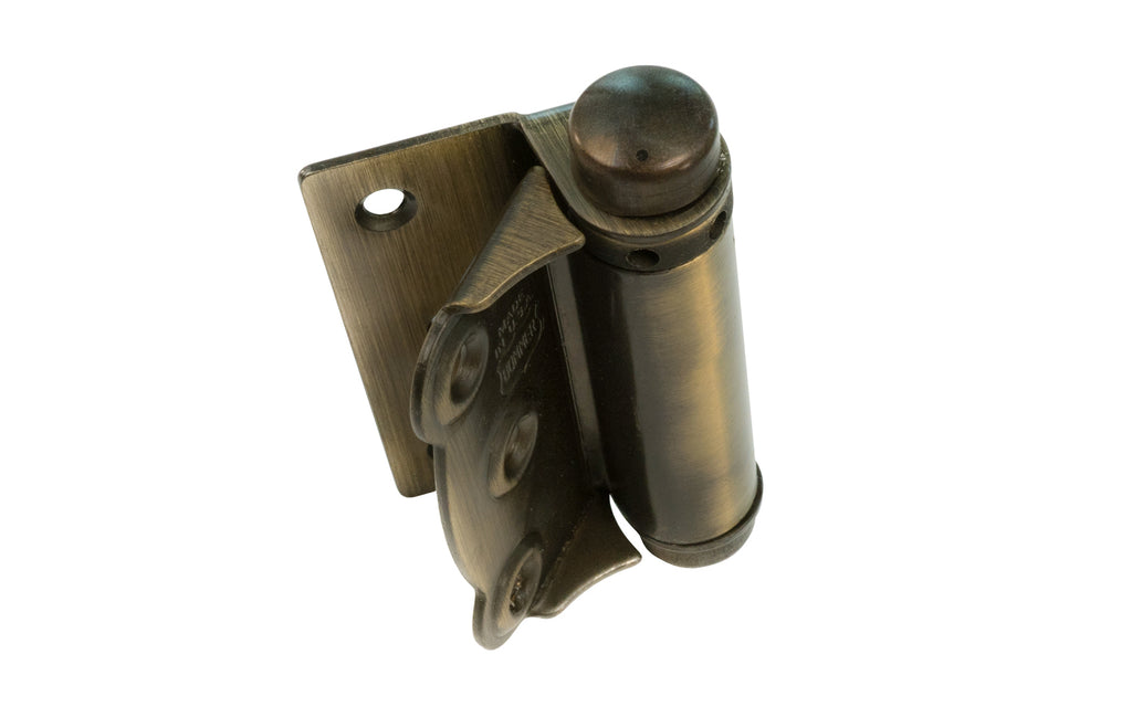 Pair of Bommer HalfSurface Spring Door Hinges Antique Brass Finish