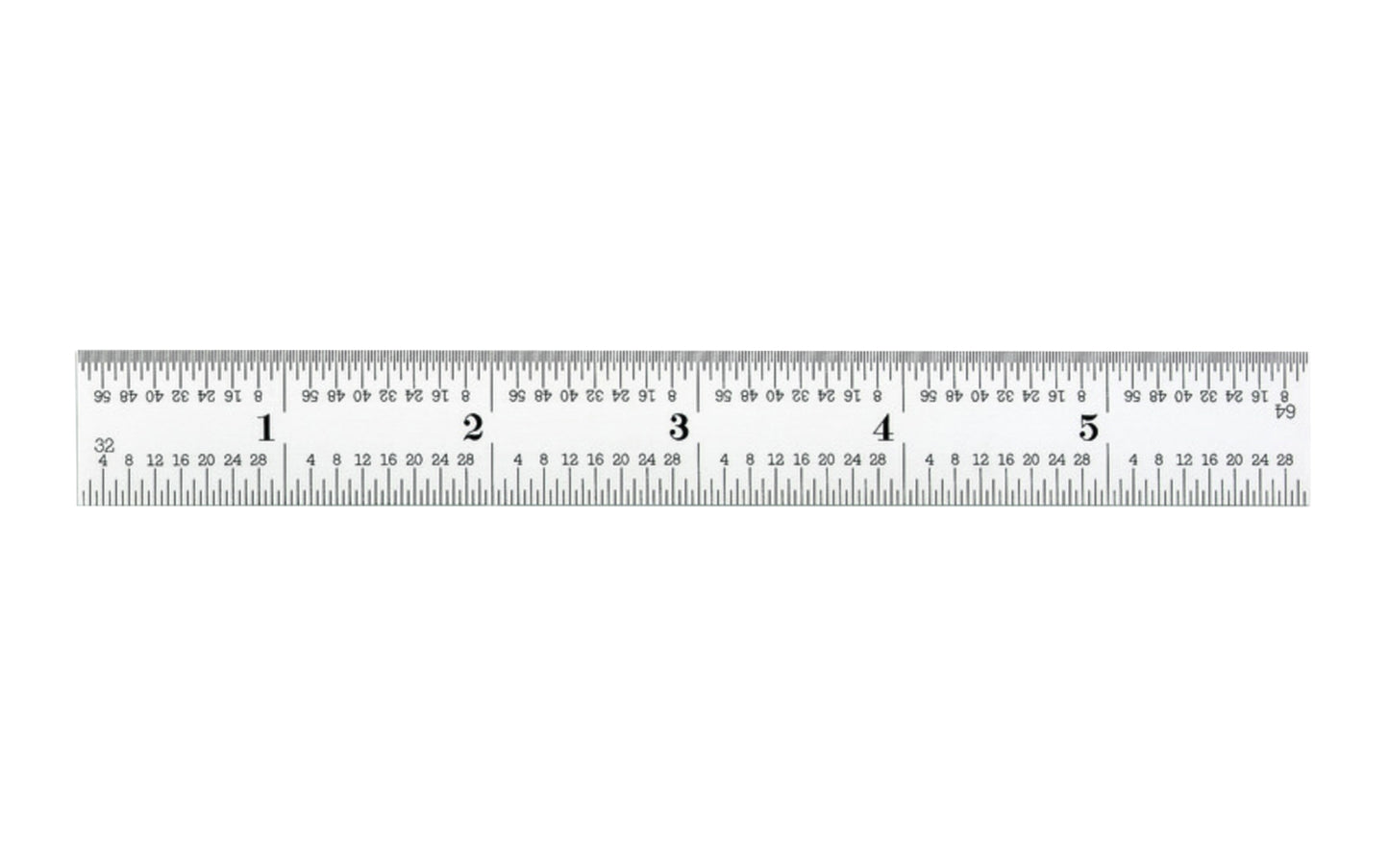 Starrett 6" Spring-Tempered Steel Rule with Inch Graduation features a satin chrome finish. Graduations at quick-reading 32nds, 64ths, aircraft quick-reading 1/50", 1/100", 1/32", 1/64", 16R Grads. Model C616R-6.   Made in USA.
