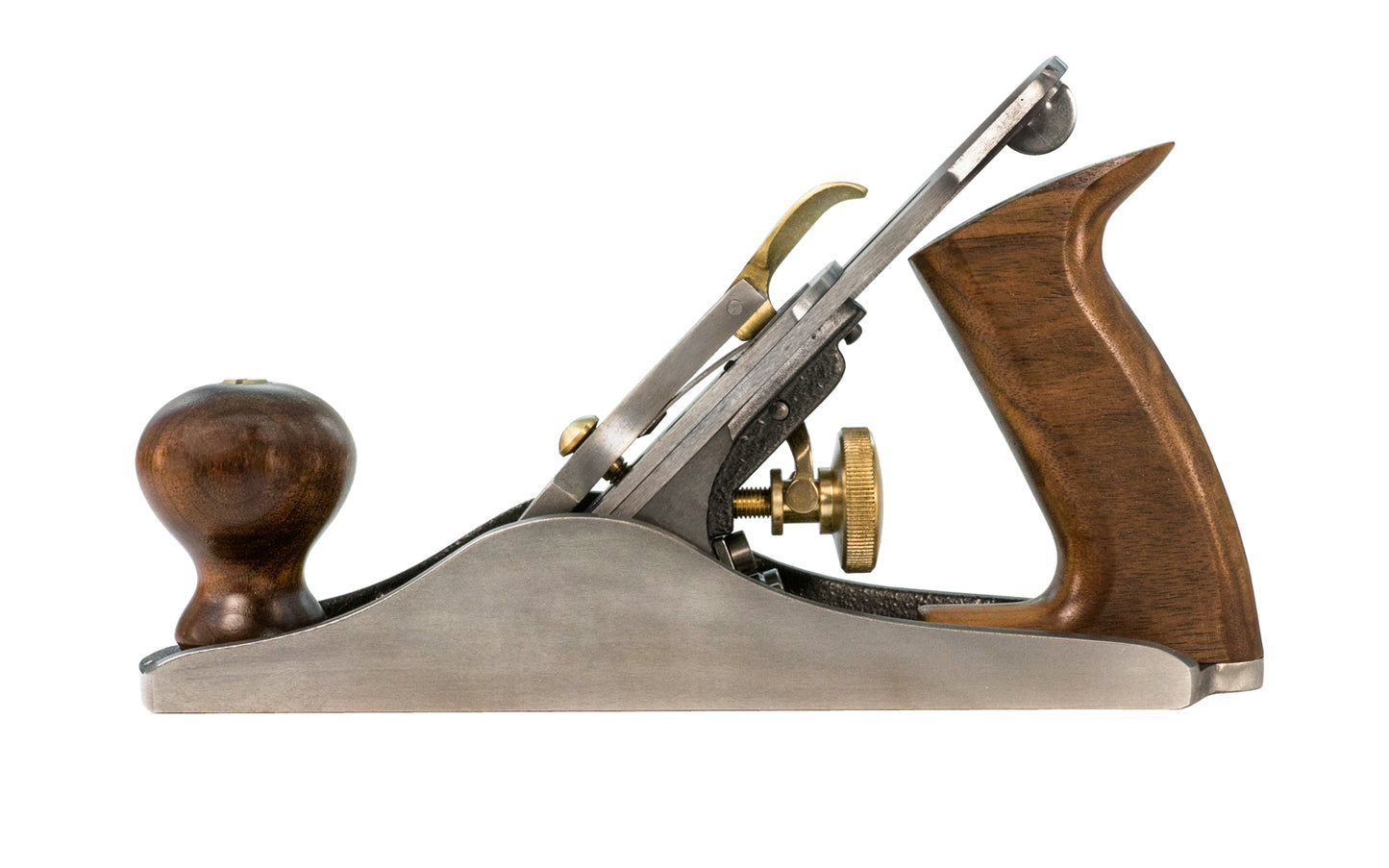 Clifton No. 3 Bench Plane. Cutting Iron is made from cryogenically treated 01 steel, hardened and tempered to 60-62 Rockwell C the precision ground and are 0.120" thick (3mm). 1-3/4" (44 mm) wide cutter blade. Knob & handle are carefully shaped, sanded & sealed from Walnut. Clifton model C3. Made in Sheffield, England.