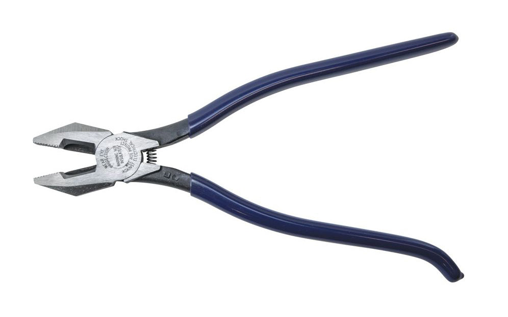 Klein Tools 9" Ironworker's Pliers D201-7CST twist & cut soft annealed rebar tie wire. They feature knurled jaws for a good grip & a spring-loaded design which enables self-opening. Unique handle tempering helps absorb the ''snap'' when cutting wire. Precision-hardened plier head. 9" overall length. 092644703027