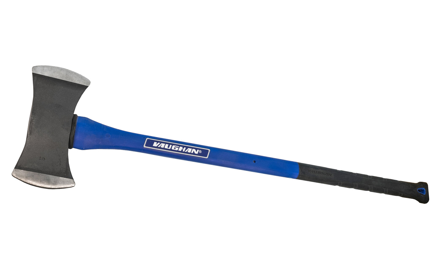 Vaughan Model DB3.5MXF. 3-1/2 lb. Vaughan double bit axe is good for everyday use. Works for splitting firewood & or just general purpose chopping. 4-1/2" long cutting blade with fiberglass handle & rubber grip. 093848593131. Vaughan Fiberglass Ax. 34-1/2" long