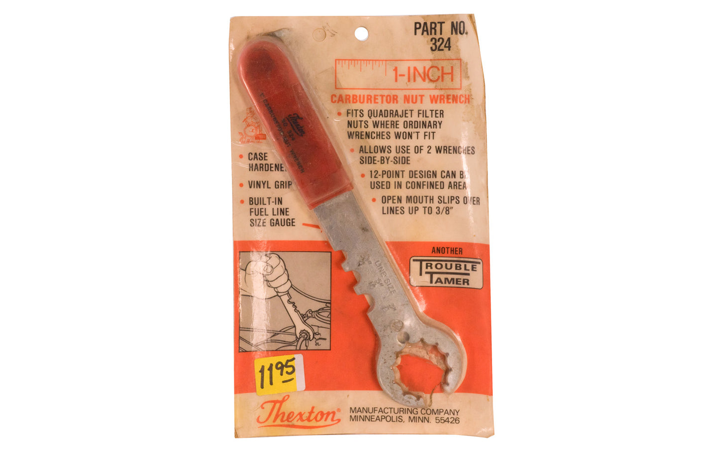 Thexton Carburetor Nut Wrench. Part No. 324. Thexton Manufacturing Company, Minneapolis MINN.