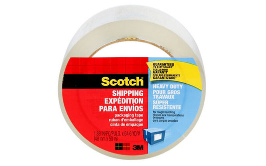  3M Scotch Clear HD Packing Tape 1.88" x 54.6 YD. ~ This Heavy Duty Shipping Packaging Tape is an extra-strength solution for maximum package protection. ~ The packaging tape resists splitting & tearing, making it a versatile option for mailing, moving, & general case-sealing applications. Model 3850. 051131576117