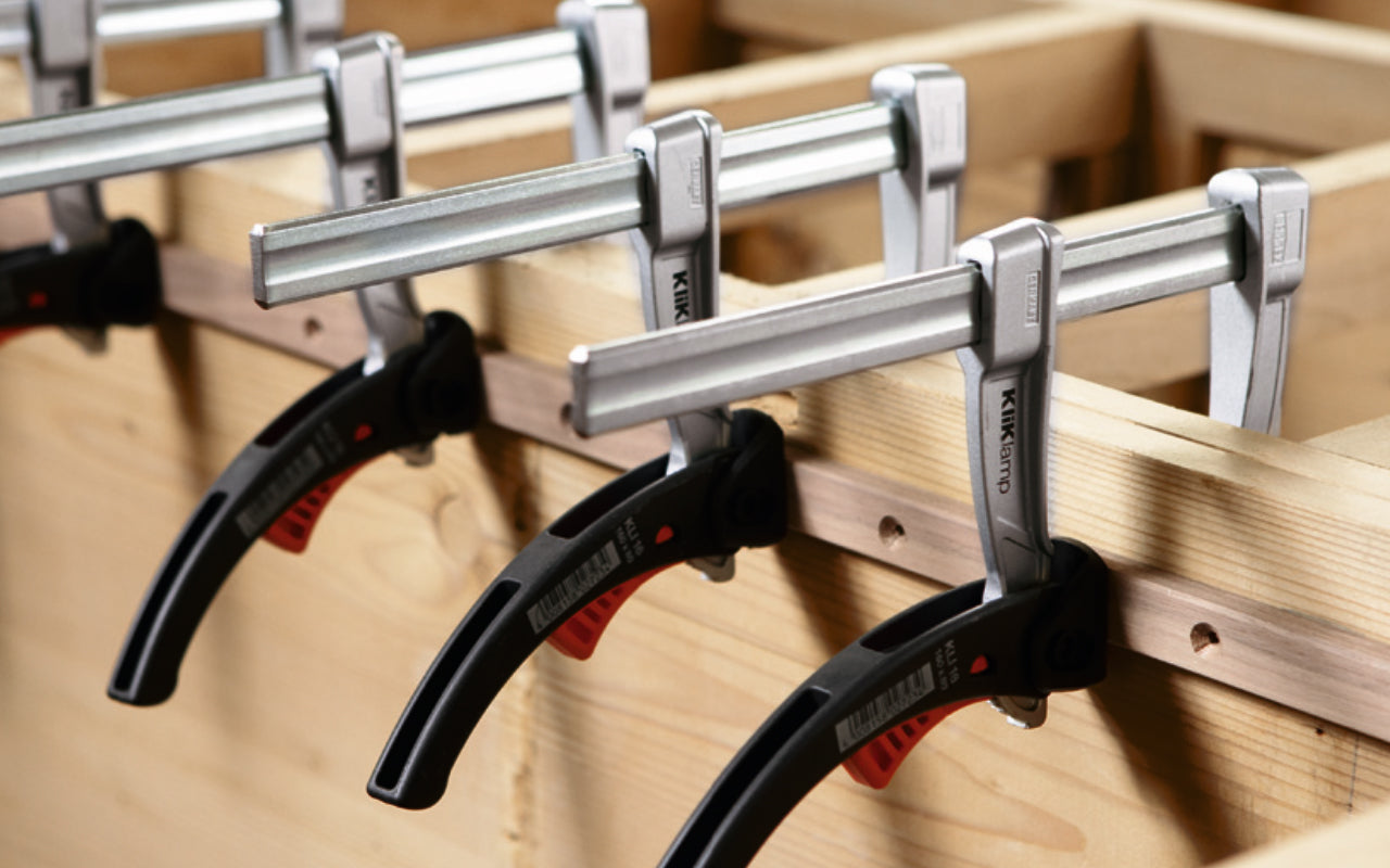 Bessey 8" "KliKlamp" Light Duty Lever Clamp KLI3.008 creates up to 260 lbs. of clamping force. Positive locking ratchet action. Made of sturdy magnesium which makes it lightweight & strong. Fixed arm with v-grooves holds round & angular components firmly in place. 8" clamping capacity - 3" throat depth. Made in Germany